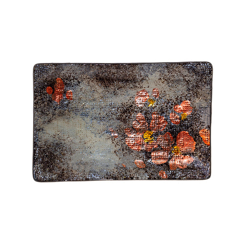 ABSTRACT POPPY RECT PLATE 21X14CM