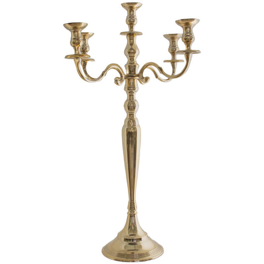 5 LITE CANDELABRA 70CM GOLD
